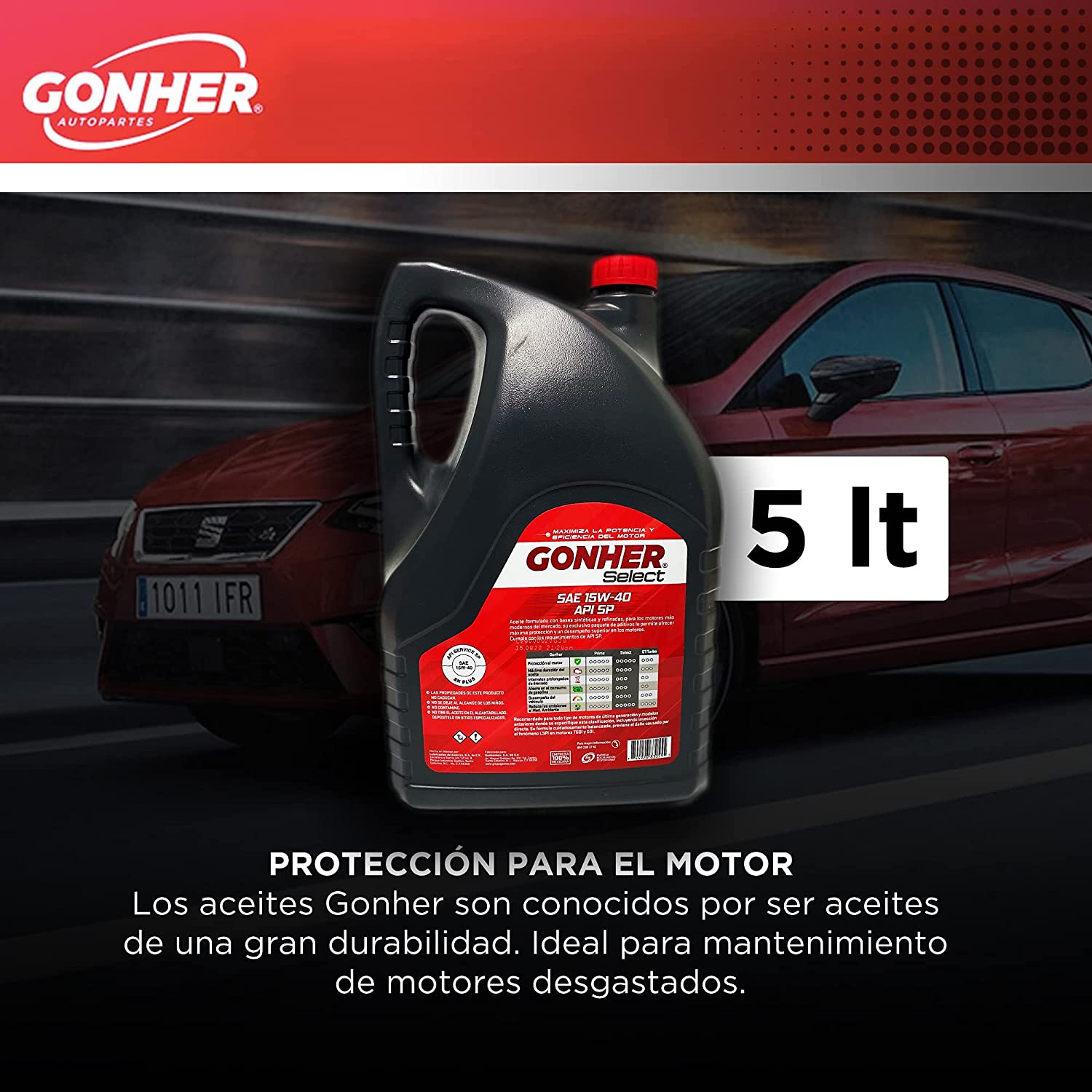 GONHER Aceite De Motor Semisintético Select 15W40 5 Litros - masrefacciones
