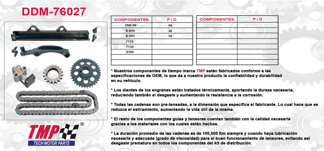 KIT DE DISTRIBUCION TOYOTA PICK-UP L4 22REC (85-95)