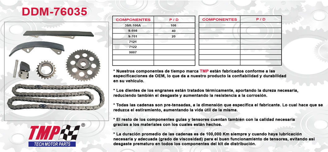 KIT DISTRIBUCION NISSAN PICK-UP Z24 (89-91) CADENA/SENCILLA