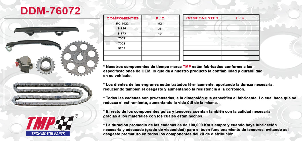 KIT DISTRIBUCION SATURN L4 1.9 116 SC1,SL2,SW2 SOHC