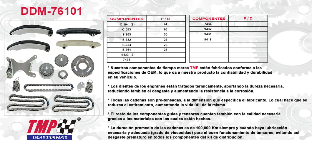 KIT DISTRIBUCION LIBERTY V6 3.7 RAM PICK-UP 1500 V6 3.7