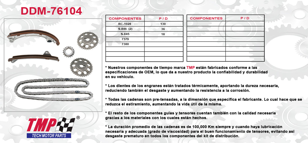 ABSOPRO Timing Chain Kit For Toyota Corolla Matrix Celica 2000-2008 - No.135230D010
