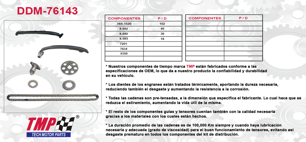 KIT DE DISTRIBUCION TOYOTA TACOMA L4 2.4 2RZFE 95-04
