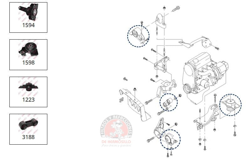 Kit 4 Soportes Motor/Trans Chevrolet Matiz 2004-2005 1.0L
