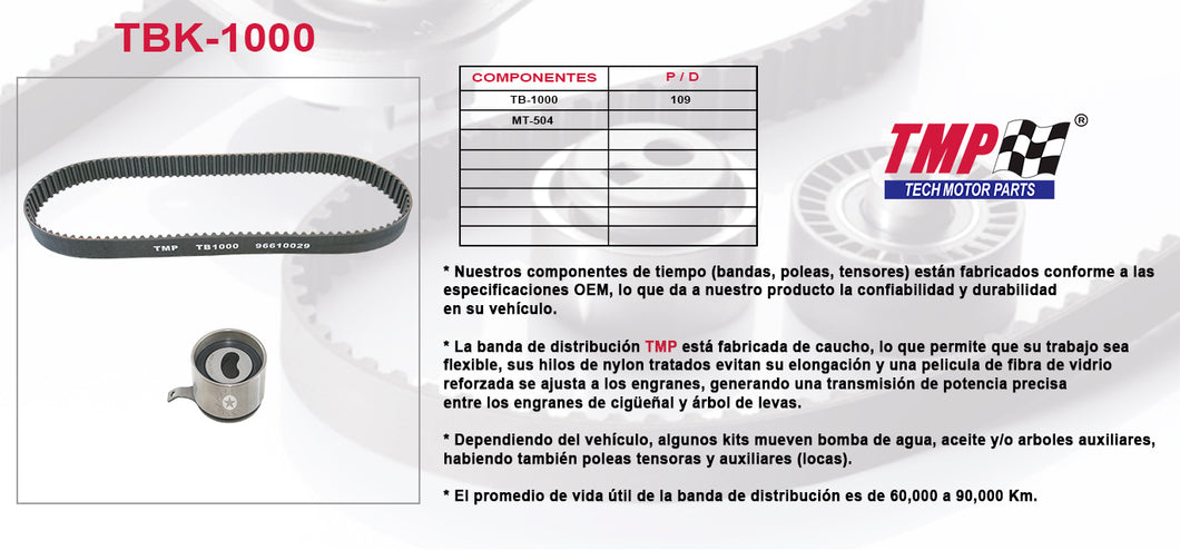 KIT DISTRIBUCION PONTIAC MATIZ G2 L4 1.0 (03-10)