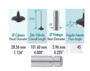 Valvula admision CHEVROLET AVEO PONTIAC G3 TECH II