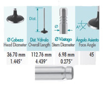 Cargar imagen en el visor de la galería, VALVULA ADMISION PEUGEOT 1.4L 8V SOHC TU3JP 206 207 COMPACT