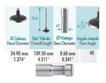 Cargar imagen en el visor de la galería, VALVULA ADMISION DATSUN AUTOS / PICKUP L4 1.5, 1.6L (70-77)