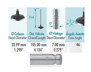 Valvula admision CHEVY L4 1.4L SOHC 8V (94-03)